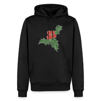 "Ilex", Boho Line Art Design, Series "Xmas" - Men’s Premium Organic Hoodie - black - Front - Nico (187cm)