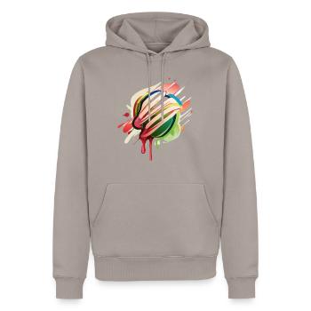Buntes Obst - Männer Premium Bio Hoodie - Taupe - Vorne - Nico (187cm)
