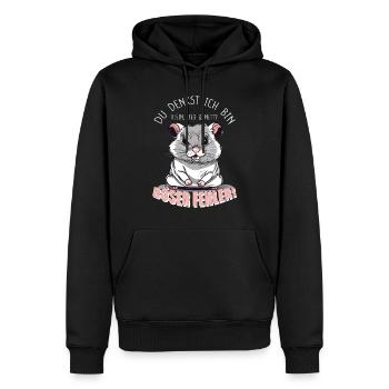 Du denkst ich bin klein, lieb & nett? Böser Fehler - Männer Premium Bio Hoodie - Schwarz - Vorne - Nico (187cm)