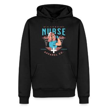 Krankenschwester "Nurse" Superheld - Männer Premium Bio Hoodie - Schwarz - Vorne - Nico (187cm)