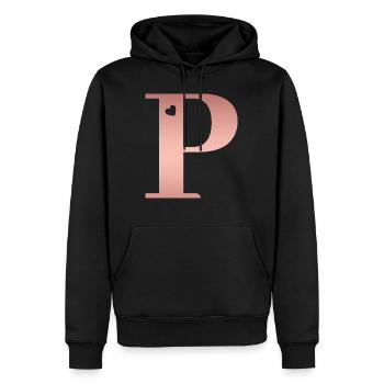 Buchstabe P roségold - Männer Premium Bio Hoodie - Schwarz - Vorne - Nico (187cm)