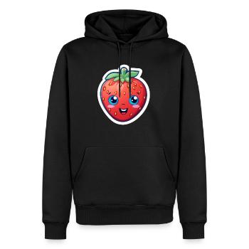 Anime à la fraise - Sweat à capuche Premium bio Homme - noir - Devant - Nico (187cm)