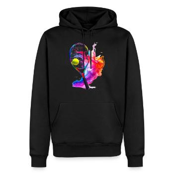 Tennis, a sport that is fun and keeps you fit - Men’s Premium Organic Hoodie - black - Front - Nico (187cm)