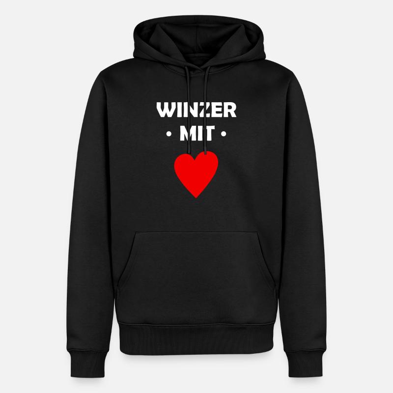 Winzer mit Herz - Männer Premium Bio Hoodie - Schwarz