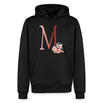 Buchstabe M mit Blumen - Männer Premium Bio Hoodie - Schwarz - Vorne - Nico (187cm)