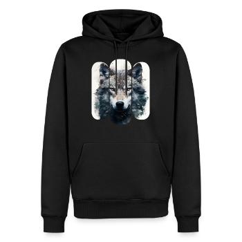 Loup dans la neige design tribal - Sweat à capuche Premium bio Homme - noir - Devant - Nico (187cm)
