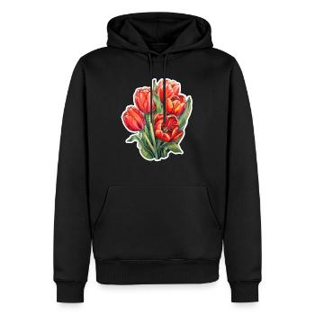 Tulipes 5 Fleurs - Sweat à capuche Premium bio Homme - noir - Devant - Nico (187cm)