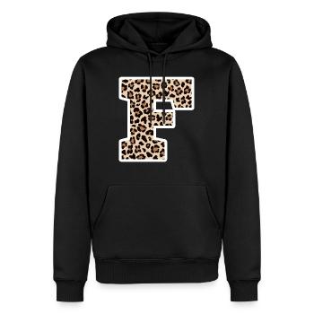 lettre F motif léopard -idée cadeau d’anniversaire - Sweat à capuche Premium bio Homme - noir - Devant - Nico (187cm)