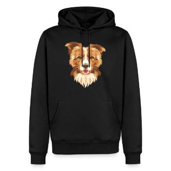 Portrait d’un chien Border Collie - Sweat à capuche Premium bio Homme - noir - Devant - Nico (187cm)