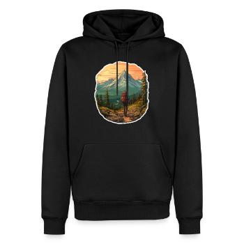 Randonnée à l’aube - Sweat à capuche Premium bio Homme - noir - Devant - Nico (187cm)