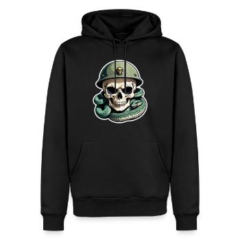 serpent squelette et tatouage - Sweat à capuche Premium bio Homme - noir - Devant - Nico (187cm)