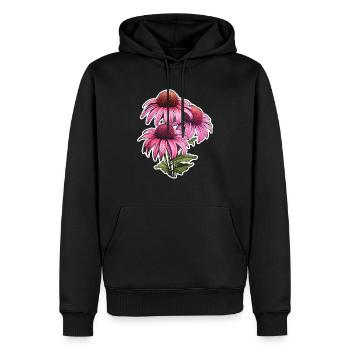 Échinacée 3 Fleurs - Sweat à capuche Premium bio Homme - noir - Devant - Nico (187cm)