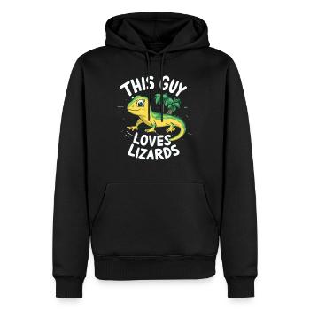 This Guy Loves Lizards - Männer Premium Bio Hoodie - Schwarz - Vorne - Nico (187cm)