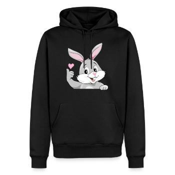Lapin souriant - Sweat à capuche Premium bio Homme - noir - Devant - Nico (187cm)