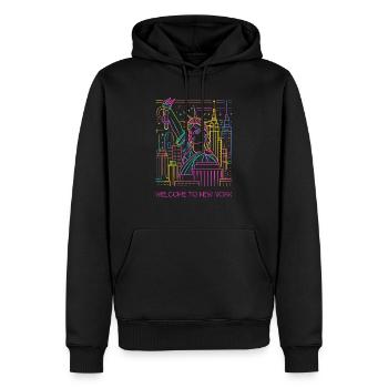 New york neon - Männer Premium Bio Hoodie - Schwarz - Vorne - Nico (187cm)