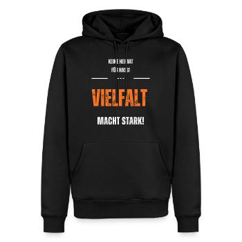 Keine Heimat für Hass. Vielfalt macht stark! - Männer Premium Bio Hoodie - Schwarz - Vorne - Nico (187cm)