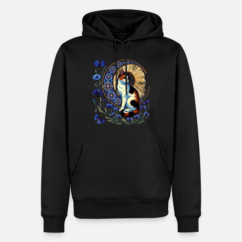 Kattun Katze Mond - Männer Premium Bio Hoodie - Schwarz