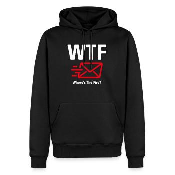 WTF T-Shirt - Where's The Fire? 01 - Men’s Premium Organic Hoodie - black - Front - Nico (187cm)