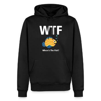 WTF T-Shirt - Wo ist der Fisch? GELB - Männer Premium Bio Hoodie - Schwarz - Vorne - Nico (187cm)