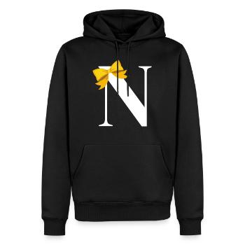 Buchstabe n gelbe Schleife - Männer Premium Bio Hoodie - Schwarz - Vorne - Nico (187cm)