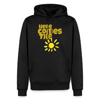 Voici le soleil - Sweat à capuche Premium bio Homme - noir - Devant - Nico (187cm)