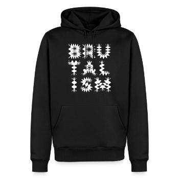 Brutalism architecture funny typographic design - Men’s Premium Organic Hoodie - black - Front - Nico (187cm)