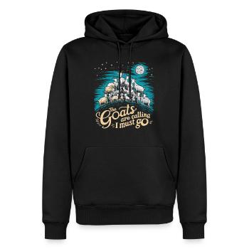 Die Ziegen rufen – Zeit zu gehen - Männer Premium Bio Hoodie - Schwarz - Vorne - Nico (187cm)