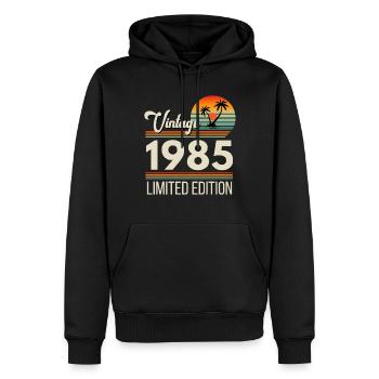 vintage 1985 limited edition - Sweat à capuche Premium bio Homme - noir - Devant - Nico (187cm)