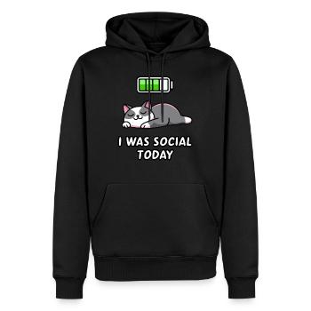 Recharge Mode: I Was Social Today - Men’s Premium Organic Hoodie - black - Front - Nico (187cm)