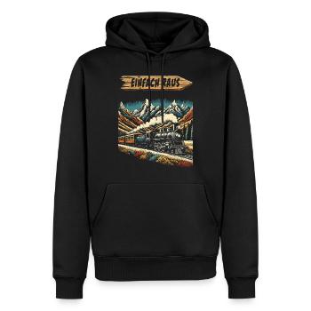 Vintage Zug Abenteuer Einfach Raus Berglandschaft - Männer Premium Bio Hoodie - Schwarz - Vorne - Nico (187cm)