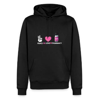 Peace Love Apotheker Apotheke Pharmazie PTA - Männer Premium Bio Hoodie - Schwarz - Vorne - Nico (187cm)