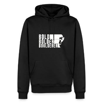 Bold Bolder Boulderer Boulder Bouldern - Männer Premium Bio Hoodie - Schwarz - Vorne - Nico (187cm)