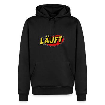 Running Lettering Retro Comic - Men’s Premium Organic Hoodie - black - Front - Nico (187cm)