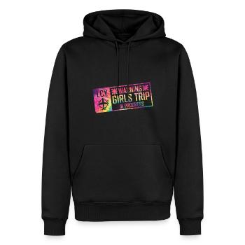 Attention Girls Trip en cours - Sweat à capuche Premium bio Homme - noir - Devant - Nico (187cm)