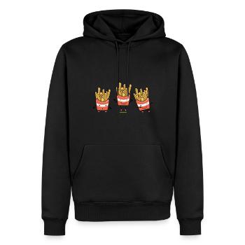 frites Cadeau à personnaliser - Sweat à capuche Premium bio Homme - noir - Devant - Nico (187cm)