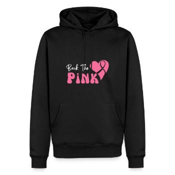Retour la sensibilisation au cancer du sein rose - Sweat à capuche Premium bio Homme - noir - Devant - Nico (187cm)