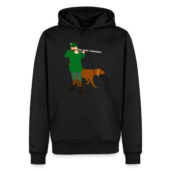 Hunt, dog, hunter - Men’s Premium Organic Hoodie - black - Front - Nico (187cm)