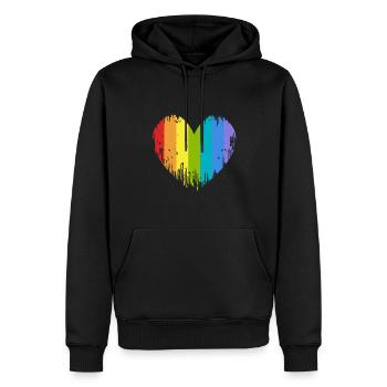 Coeur LGBT - Sweat à capuche Premium bio Homme - noir - Devant - Nico (187cm)