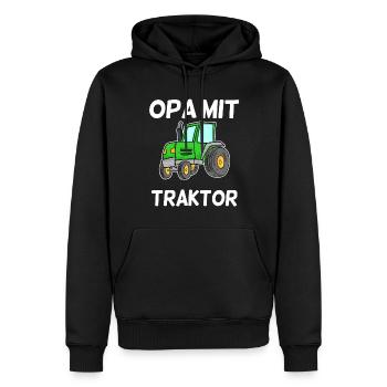 Opa mit Traktor - Männer Premium Bio Hoodie - Schwarz - Vorne - Nico (187cm)