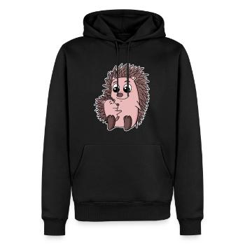 Famille hérisson - Hérisson avec bébé - Motif hérisson - Sweat à capuche Premium bio Homme - noir - Devant - Nico (187cm)