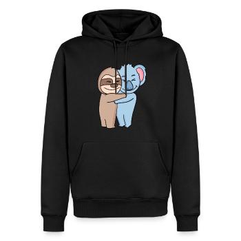 Faultier und Koala niedliche Tiere knuddeln - Männer Premium Bio Hoodie - Schwarz - Vorne - Nico (187cm)