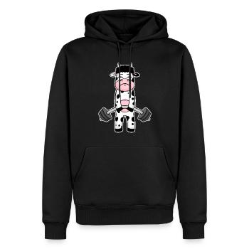 Bodybuilder Cow Fitness Motivation Cadeau - Sweat à capuche Premium bio Homme - noir - Devant - Nico (187cm)