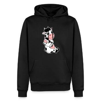 Kuh Familie - Kuh mit Baby - Kuh Motiv - Männer Premium Bio Hoodie - Schwarz - Vorne - Nico (187cm)