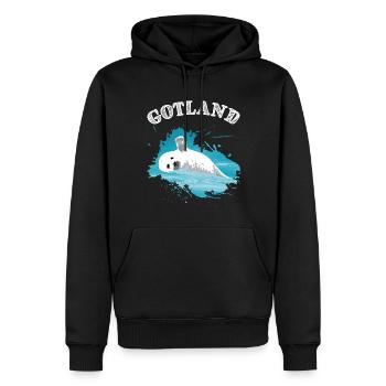 Gotland Ostsee Insel Urlaub Robbe Seehund im Meer - Männer Premium Bio Hoodie - Schwarz - Vorne - Nico (187cm)