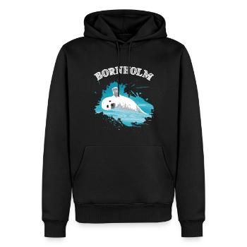 Bornholm Ostsee Insel Urlaub Robbe Seehund im Meer - Männer Premium Bio Hoodie - Schwarz - Vorne - Nico (187cm)