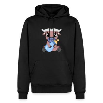 Bébé Jeune Buffle - Sweat à capuche Premium bio Homme - noir - Devant - Nico (187cm)