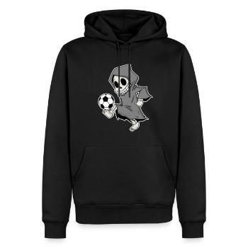 Grim Reaper avec le football - Sweat à capuche Premium bio Homme - noir - Devant - Nico (187cm)