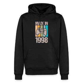 Anniversaire 1998 98 Gaming Retro Vintage Cadeau - Sweat à capuche Premium bio Homme - noir - Devant - Nico (187cm)