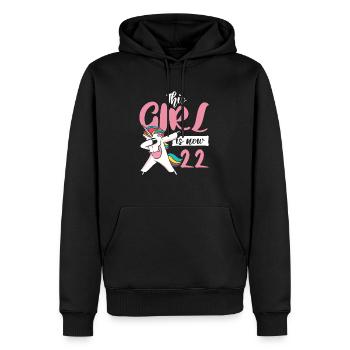 Cadeau licorne de 22ème anniversaire - Sweat à capuche Premium bio Homme - noir - Devant - Nico (187cm)