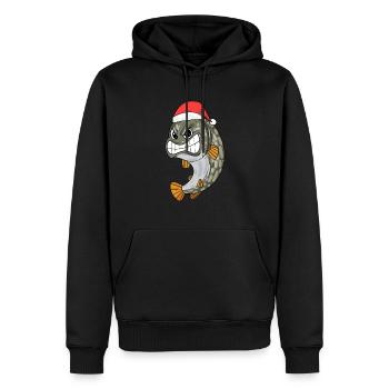 Noël du poisson brochet - Sweat à capuche Premium bio Homme - noir - Devant - Nico (187cm)